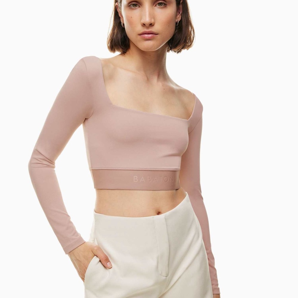 Babaton ‘Sylvia’ Contour Square-neck Long Sleeve in ‘Kasha Taupe’ Size Small